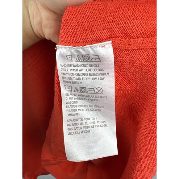 Isaac Mizrahi Live! Womens Coral Cardigan Sweater Medium 3/4 Sleeve Cotton/Rayon - Picture 5 of 5